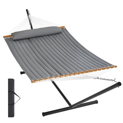 VEVOR Two Person Hammock with Stand Included Heavy Duty 480lb Capacity, Double Hammock with 12 FT Steel Stand and Portable Carrying Bag and Pillo